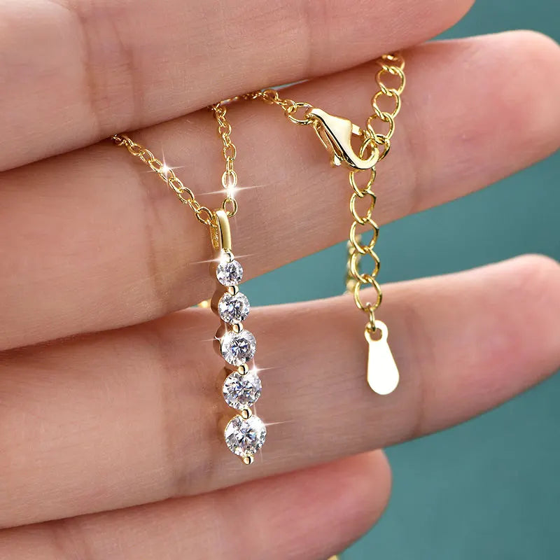 Brilliant Moissanite Pendant Necklace 14K Gold Filled