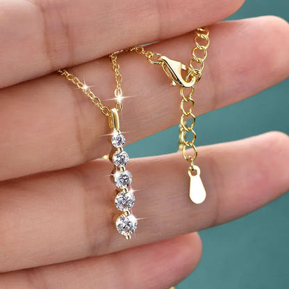 Brilliant Moissanite Pendant Necklace 14K Gold Filled