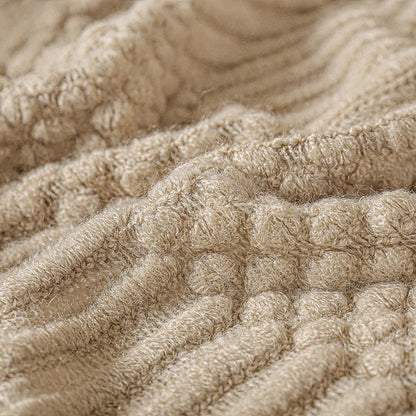 Khaki Knitted Acrylic Blanket with Tassels