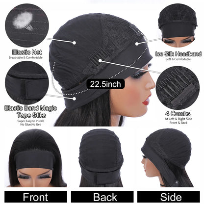 Body Wave Headband Wig Remy Human Hair Natural Black
