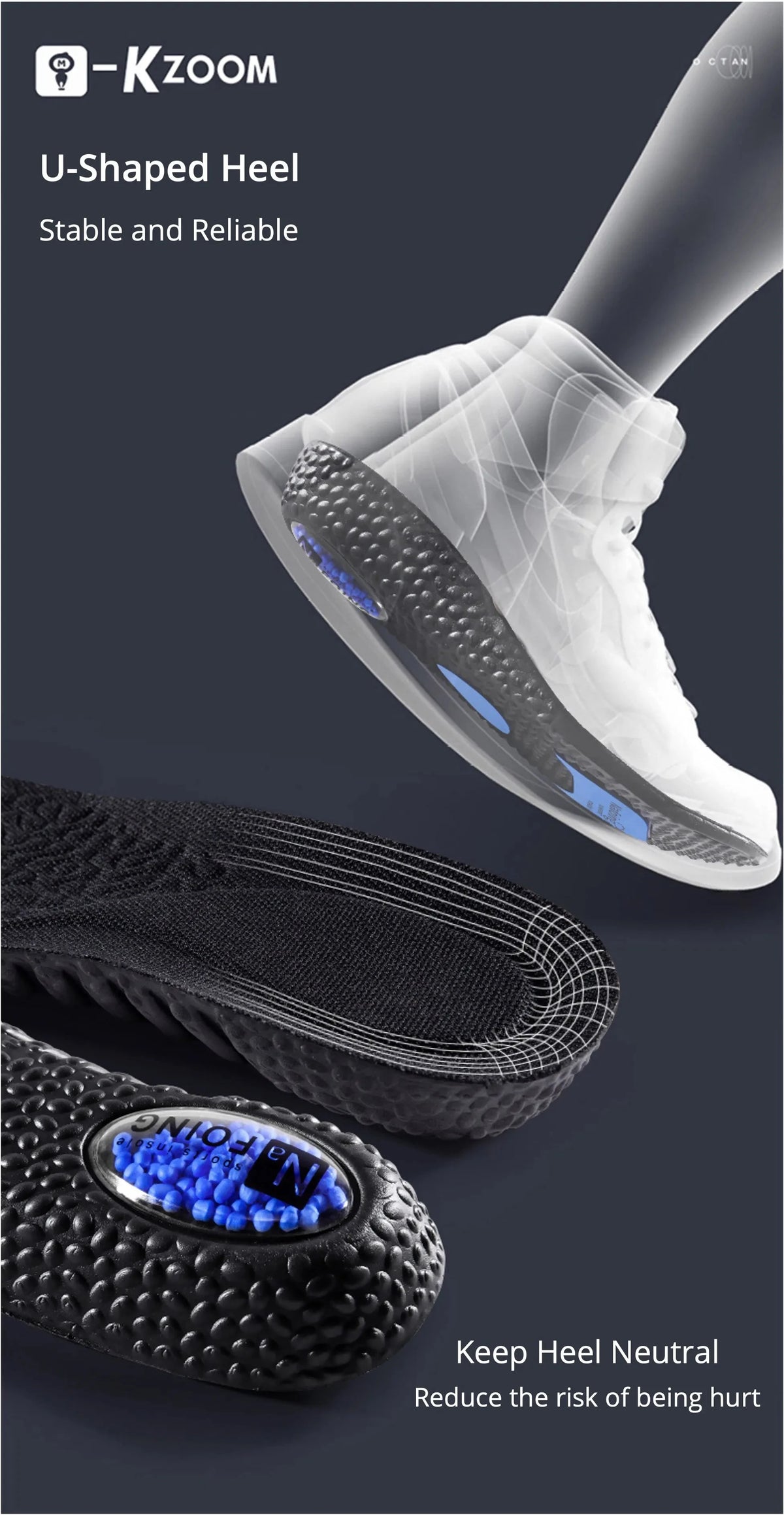 High Elastic EVA Shock Absorption Insoles for Running