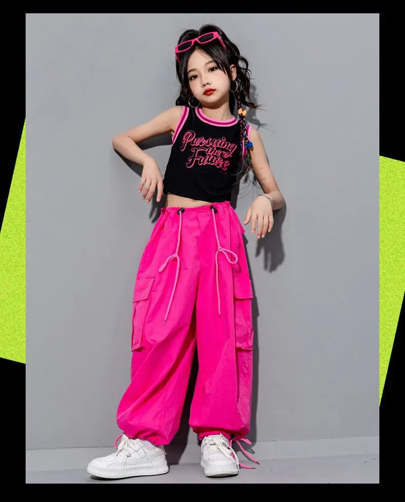 Girls Loose Cargo Pants with Belt for Daily Wear