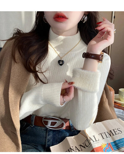 Women's Turtleneck Sweater with Velvet Lining