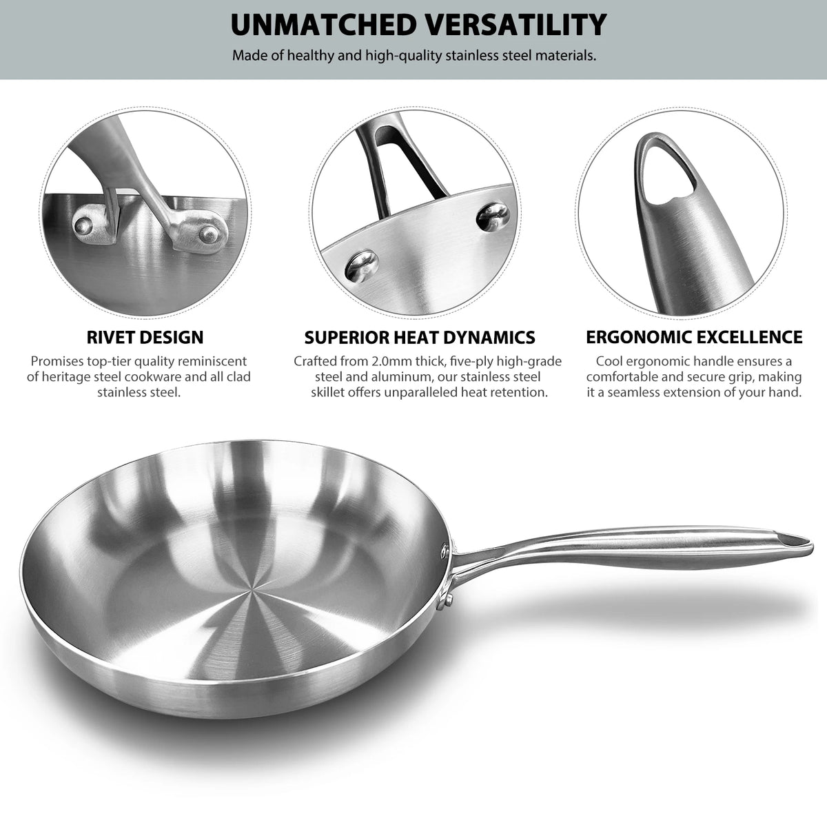 304 Stainless Steel Nonstick Frying Pan 28cm