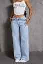 Light Blue Wide Leg Denim Jeans for Women