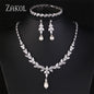 ZAKOL Brilliant Zirconia Leaf Jewelry Set for Women