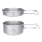 Titanium Pot Pan Set with Folding Handles for Camping