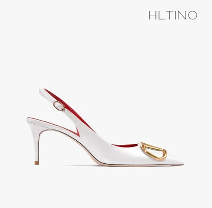Black Slingback Sandals for Women with High Heels