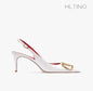 Black Slingback Sandals for Women with High Heels