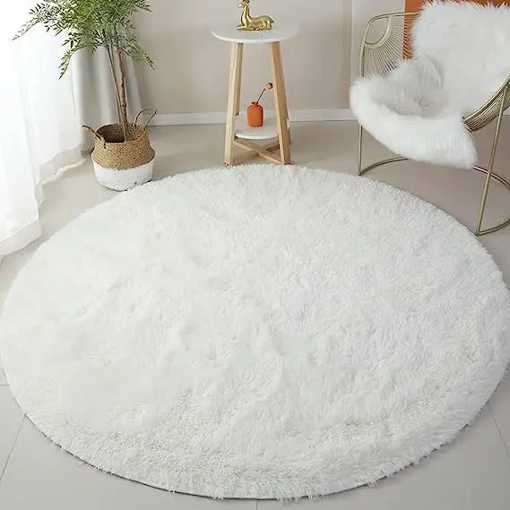Round Plush Shag Carpet for Kids Room Decor