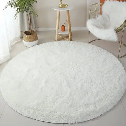 Round Plush Shag Carpet for Kids Room Decor