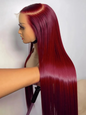 34 Inch Burgundy Straight Brazilian Human Hair Wig