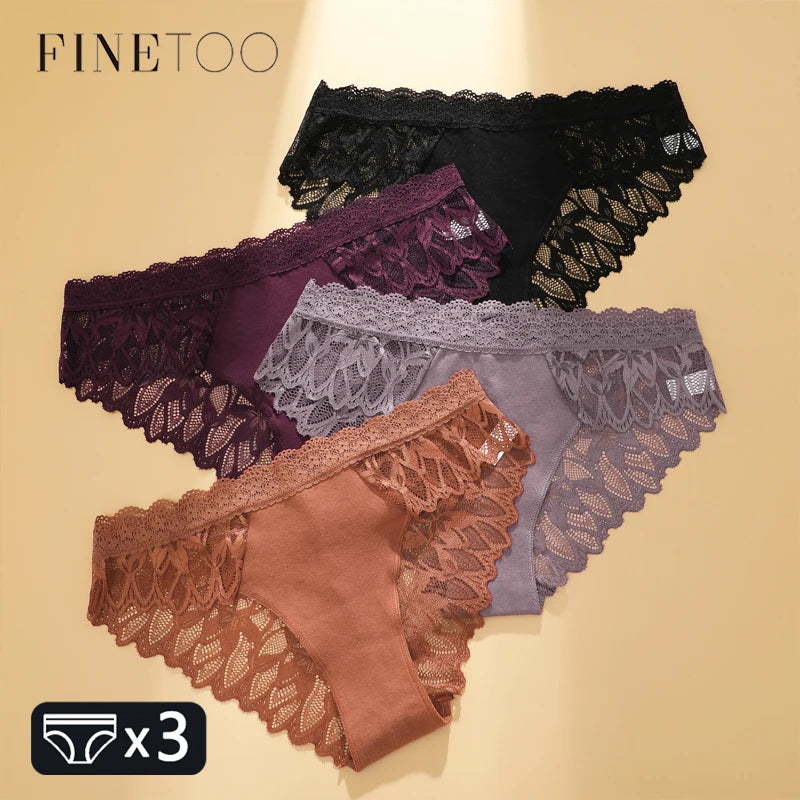 Lace Hollow Out Low-Waist Floral Briefs for Women