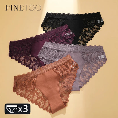 Lace Hollow Out Low-Waist Floral Briefs for Women