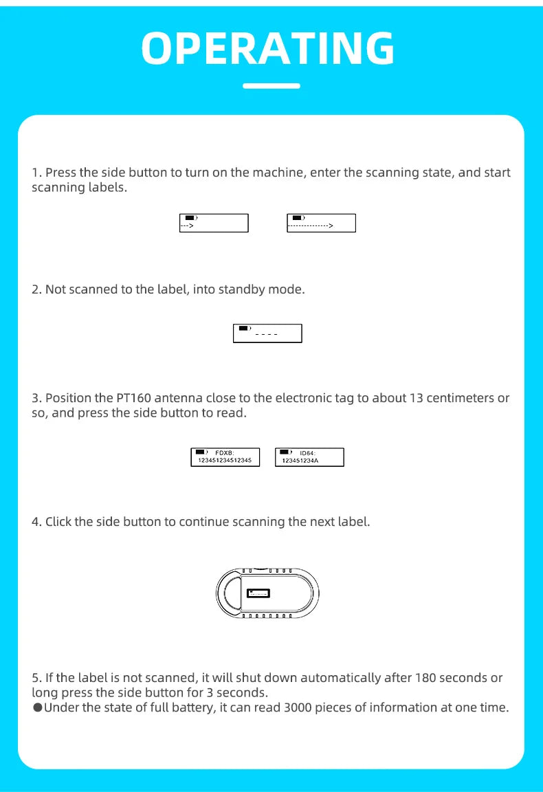 PT160 USB RFID Handheld Pet Microchip Scanner