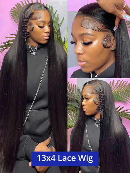 40 Inch Bone Straight Human Hair Wig Brazilian Lace Front Wig