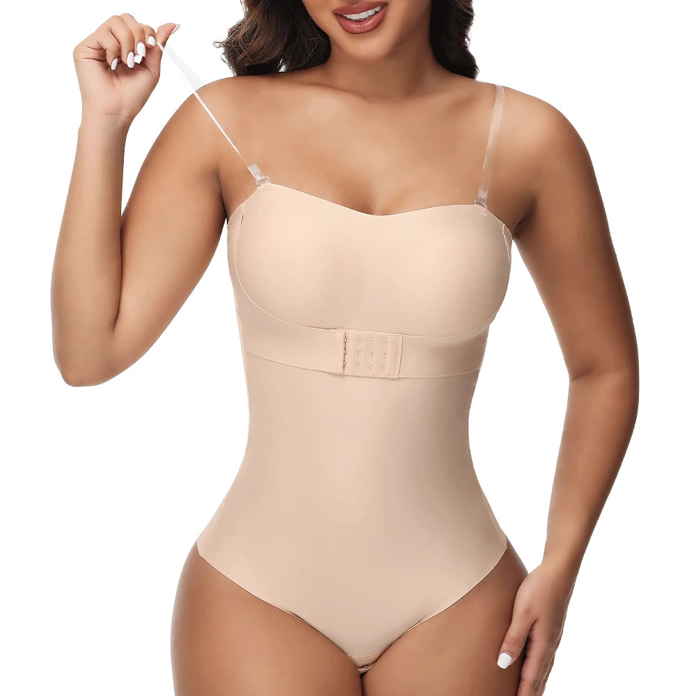 Strapless Bodysuit Tummy Control Shapewear Black S-4XL