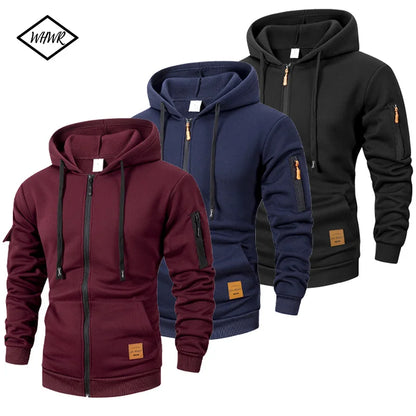 Men's Zipper Hoodie Jacket Slim Fit Polyester
