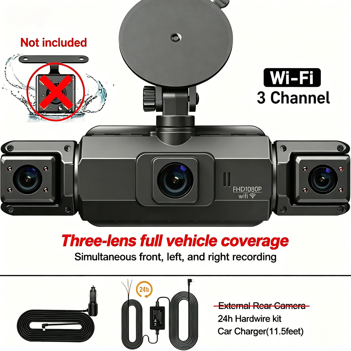 4 Channel WiFi Car DVR Dashcam with 360 Degree Recording