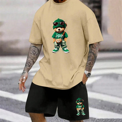 Men's Summer Loose Harajuku T-Shirt and Shorts Set