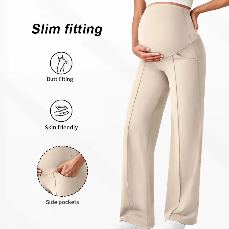 Plus Size Maternity Wide-Leg Pants Natural Color