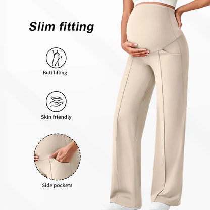 Plus Size Maternity Wide-Leg Pants Natural Color