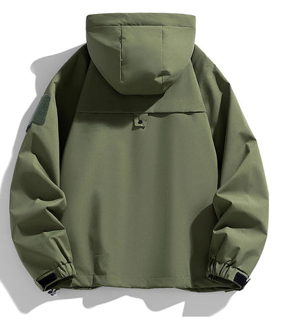 Men's Waterproof Hooded Jacket Cargo Black Softshell