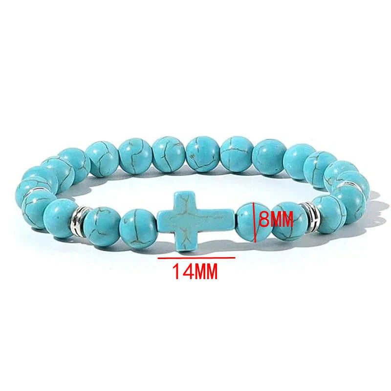Natural Stone Wood Beads Rosary Bracelet for Meditation