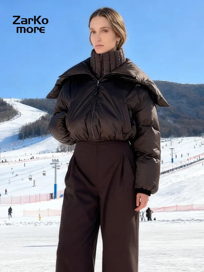 Hooded One-Piece Ski Jumpsuit for Women Windproof Outwear