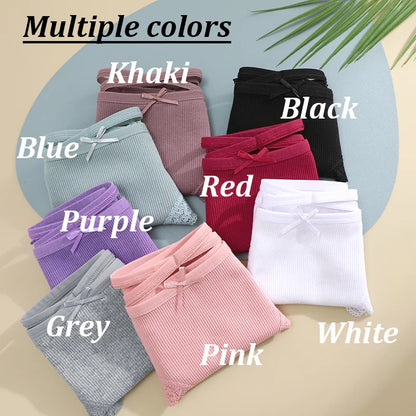 3PCS Women Cotton Lace Brazilian Panties Set S-XL
