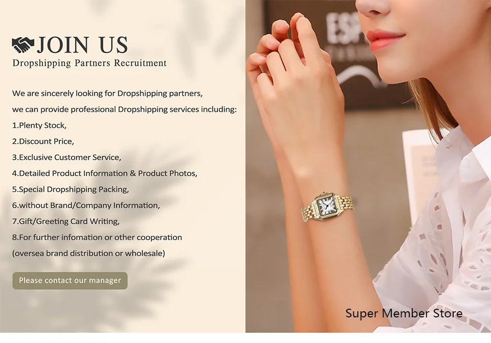 Gold Plated Ladies Quartz Watch Stainless Steel Band