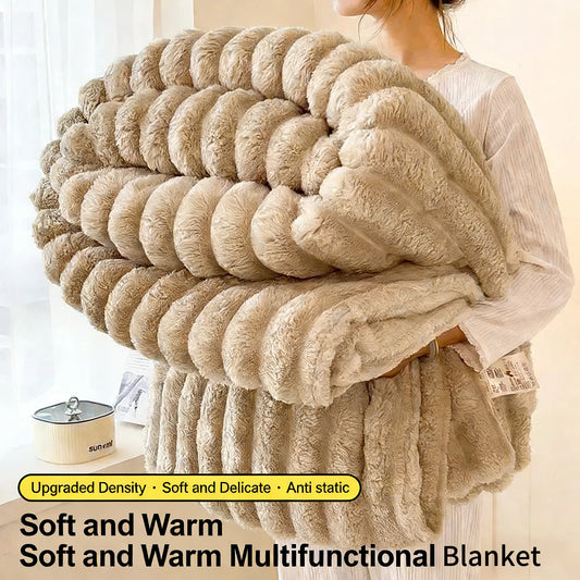 Thickened Wide Striped Flannel Multifunctional Blanket