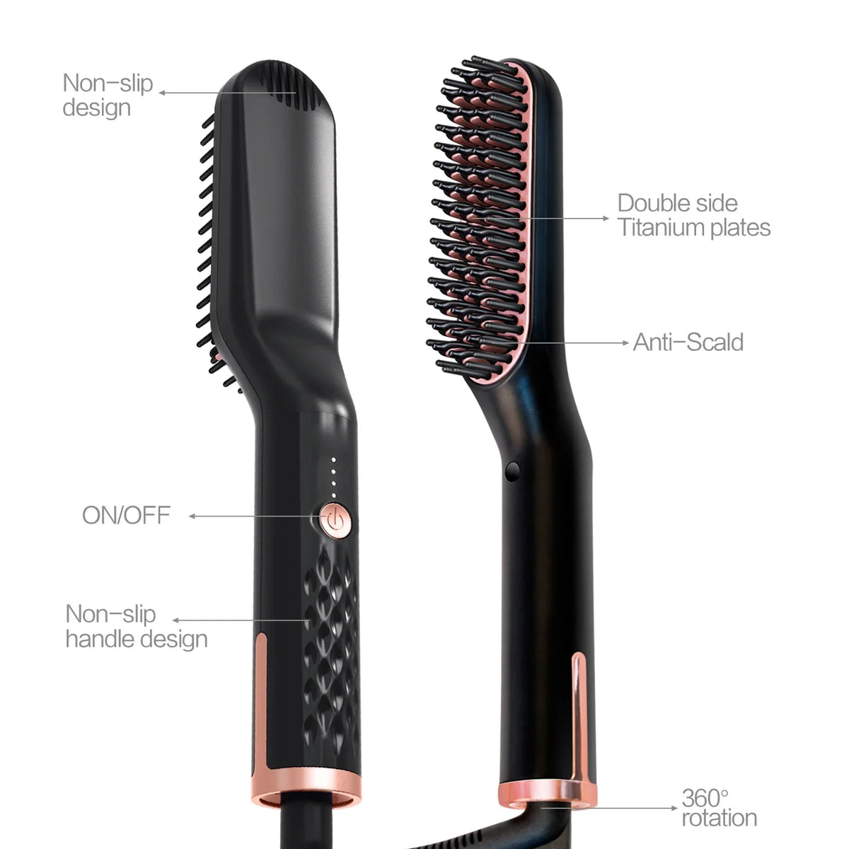 Men's Electric Beard Straightener Brush Wet and Dry Styler
