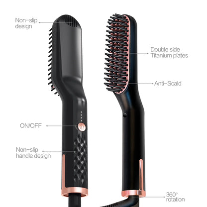 Men's Electric Beard Straightener Brush Wet and Dry Styler