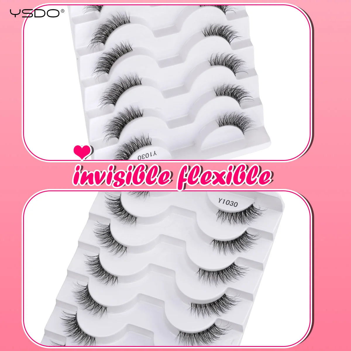 YSDO 5/10 Pairs Natural Soft Black Half Lashes