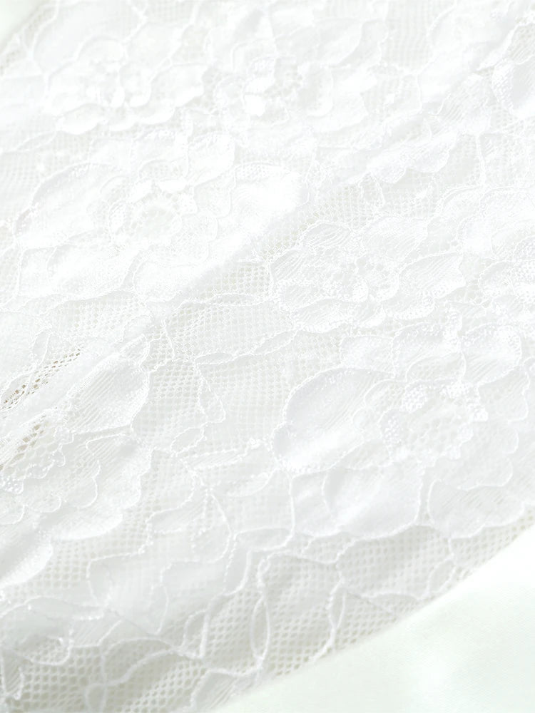 Women White Lace Trim Corset Mini Dress