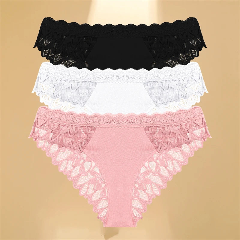 Lace Hollow Out Low-Waist Floral Briefs for Women
