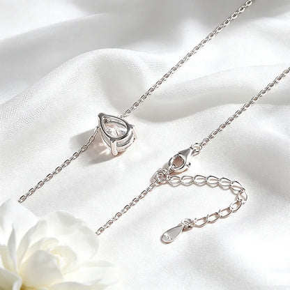 Smyoue Pear Cut Moissanite Necklace 925 Sterling Silver