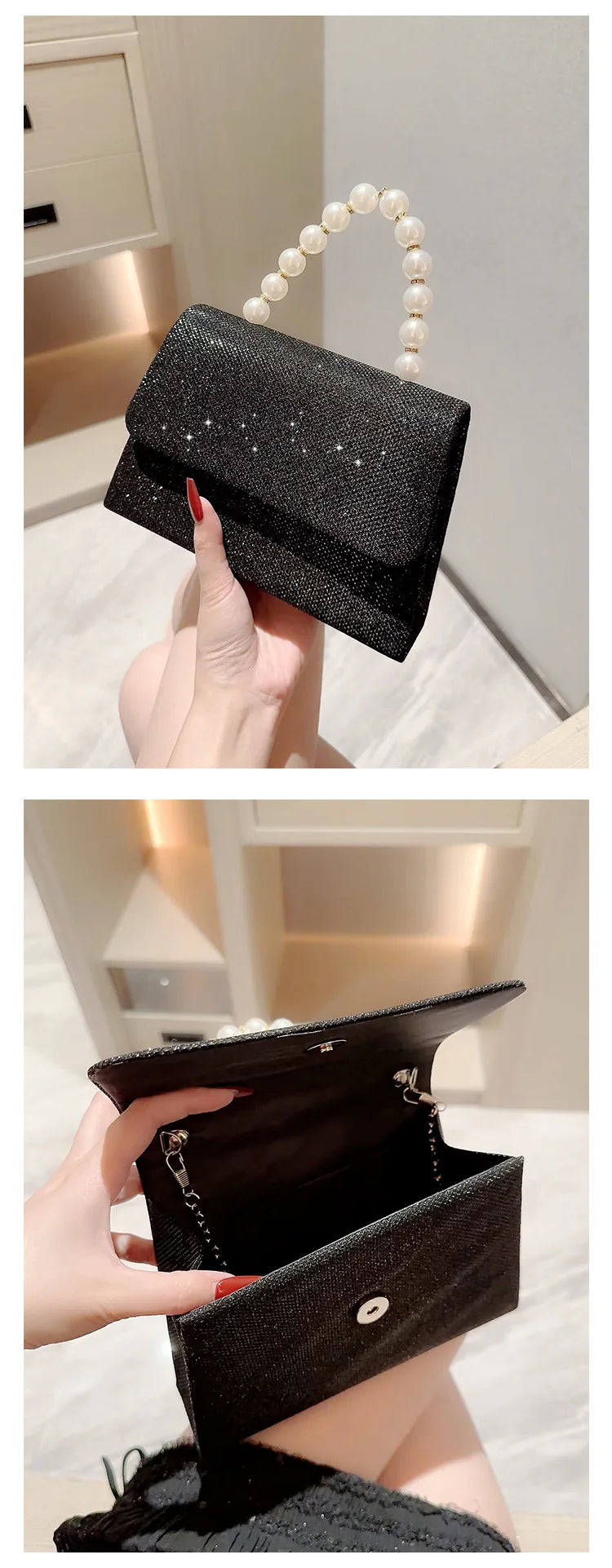 Luxury Sequined Hand-held Dinner Bag for Weddings