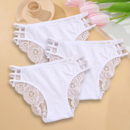 3PC Set Women's Floral Lace Low Rise Briefs