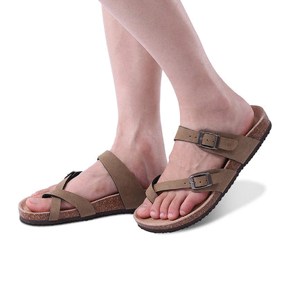 Comwarm Women's Suede Mules Slippers with Cork Insole