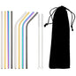 8pcs Colorful Reusable Stainless Steel Drinking Straws