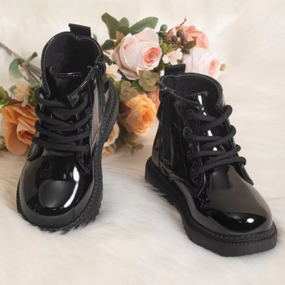 Waterproof PU Leather Children's Lace-up Boots