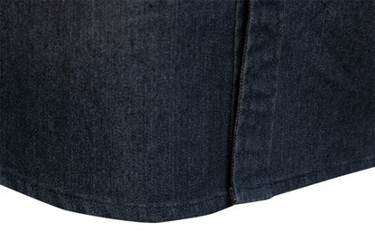 Elastic Cotton Denim Shirt Men Long Sleeve Casual