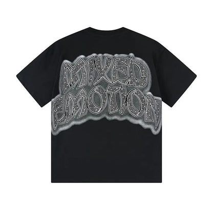 Mixed Emotion Cotton T-Shirt for Couples with Angel Print