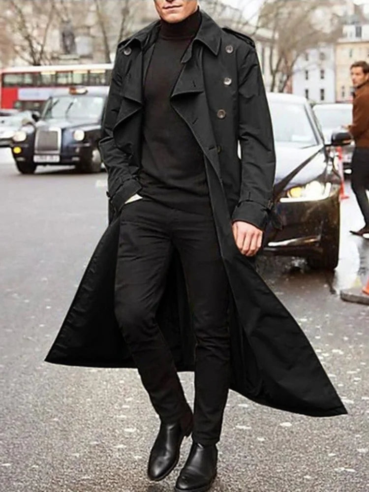 Men's Thin Trench Coat with Epaulets for Spring