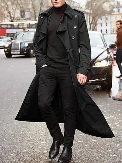 Men's Thin Trench Coat with Epaulets for Spring