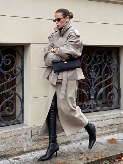 Women's Windproof Trench Coat Loose Fit Overcoat