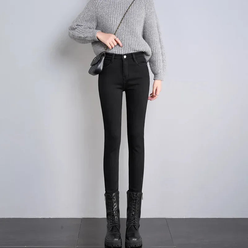 Women's Winter Plush Stretch Skinny Jeans