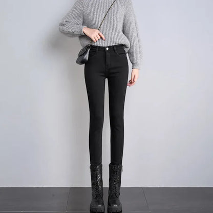 Women's Winter Plush Stretch Skinny Jeans